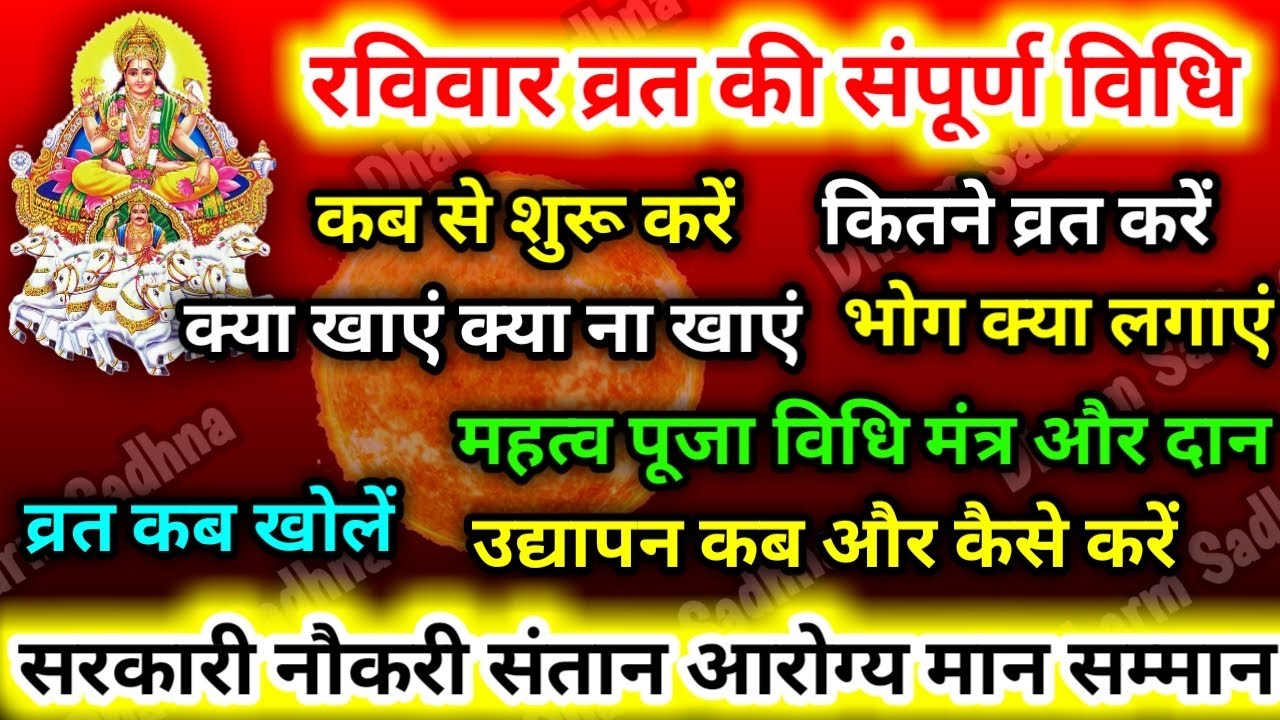 Ravivar Vrat Vidhi ।रविवार व्रत कैसे करें ।Sunday Vrat Vidhi ।रविवार व्रत की विधि ।इतवार व्रत विधि ।