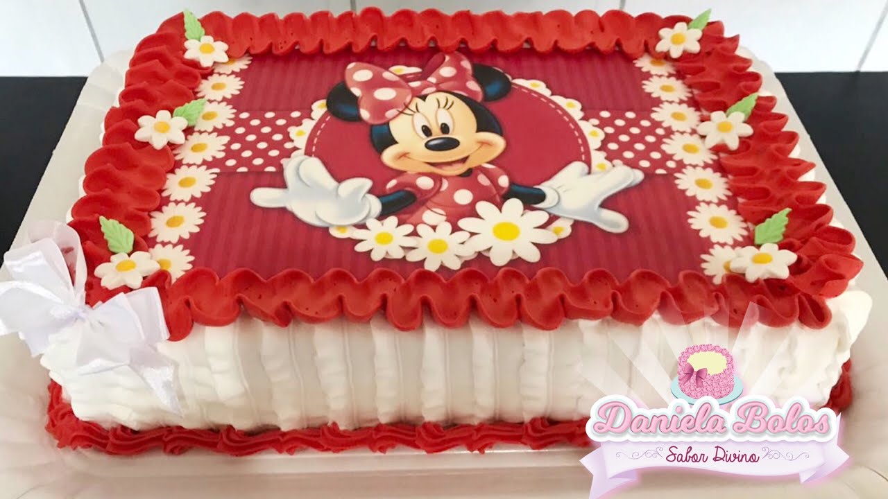 CONFEITANDO BOLO MINNIE COM PAPEL ARROZ