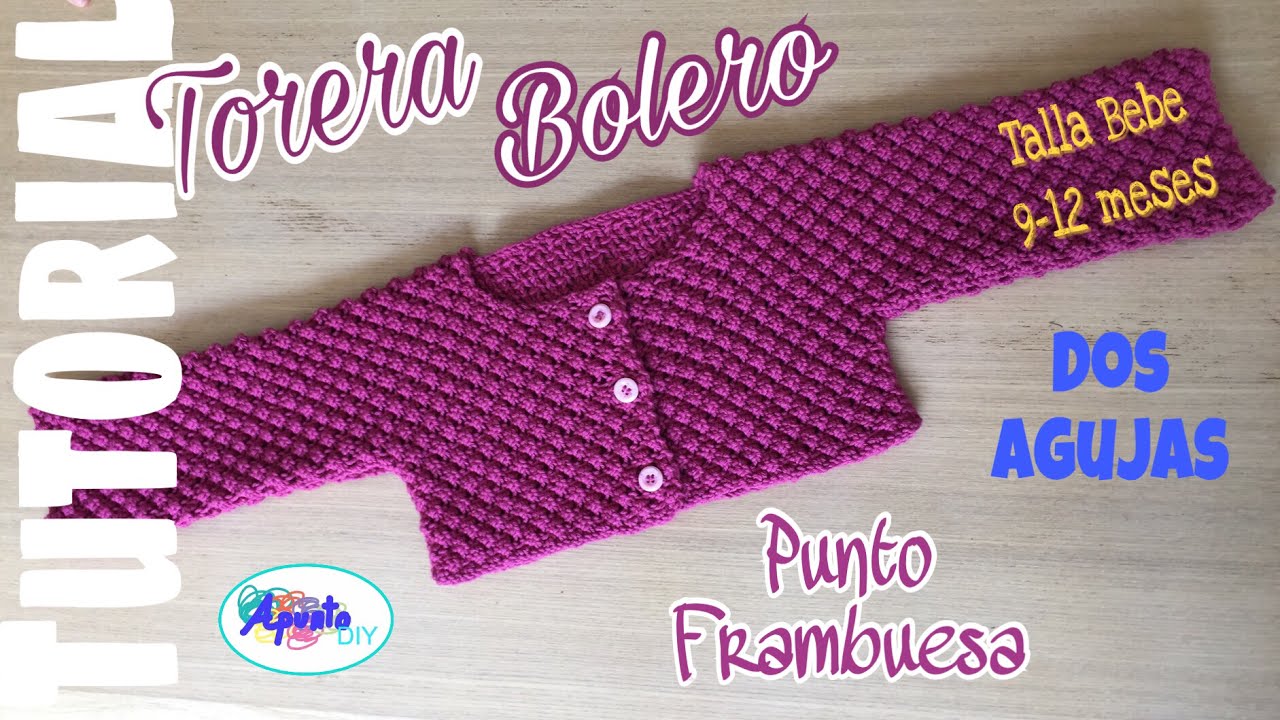TORERA / BOLERO Bebe Talla 9-12 meses Punto FRAMBUESA
