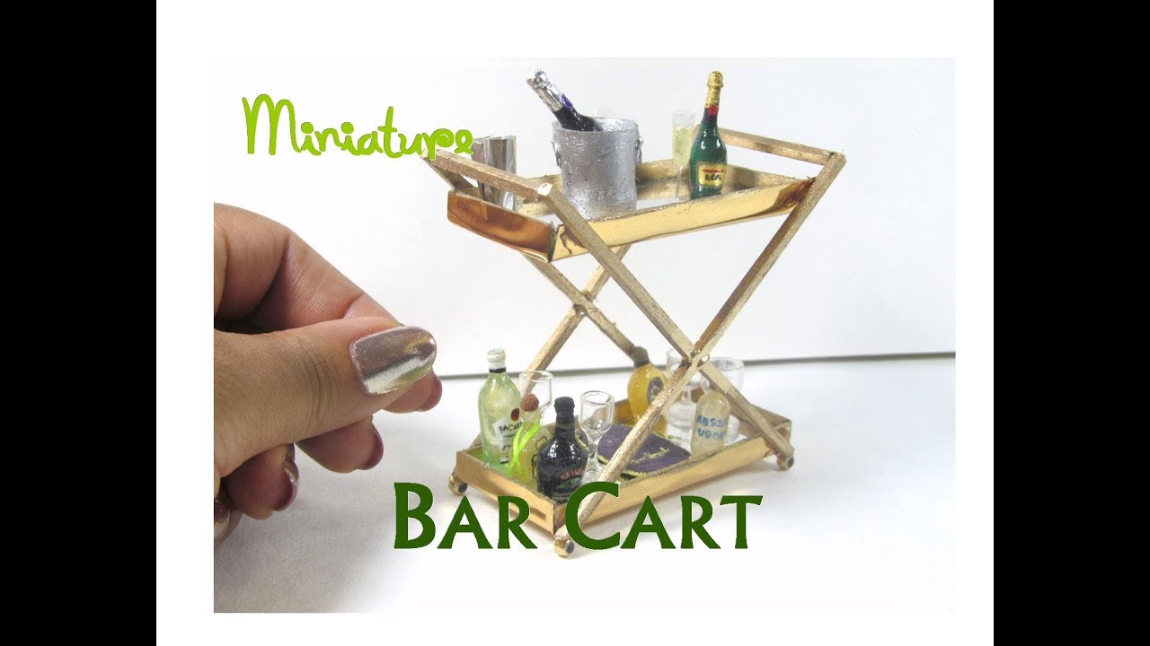 DIY Dollhouse Miniature Glam Bar Cart Serving Cart Furniture