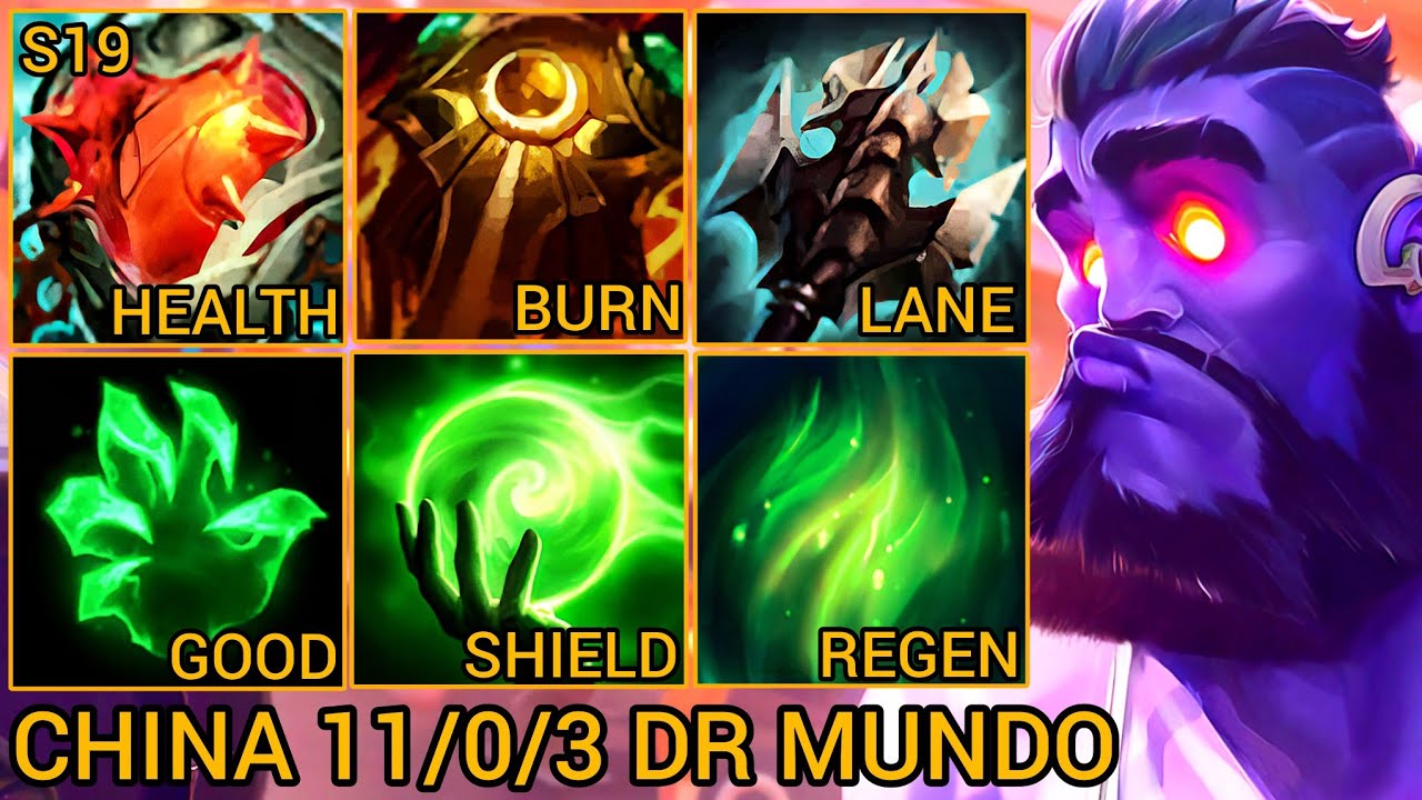 Dr Mundo Baron Lane MVP 11/0/3 - China Wild Rift New Build & Runes By Tiarty