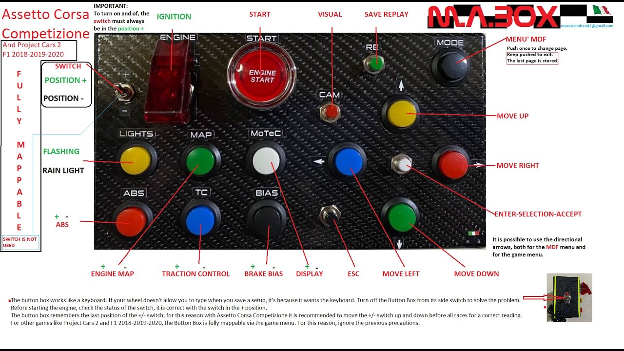 Button Box Xbox One - Xbox Series X S - ASSETTO CORSA COMPETIZIONE -  Project Cars 1 / 2  - F1