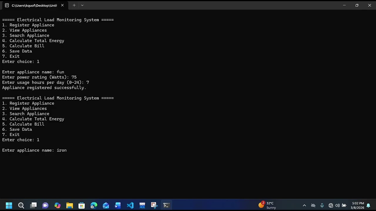 C++ programming (Electrical Load Monitor System)