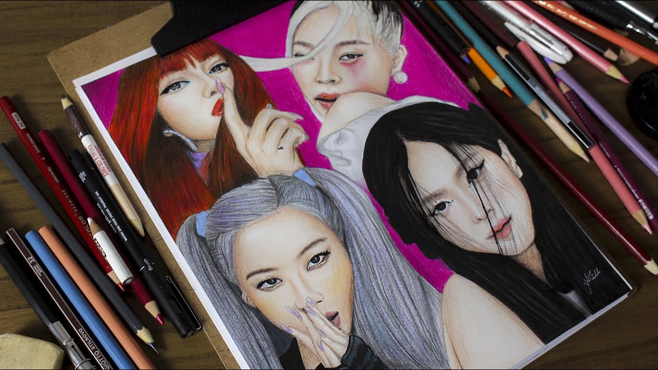 DESENHANDO BLACKPINK - KIM JI-SOO, ROSÉ, JENNIE E LISA