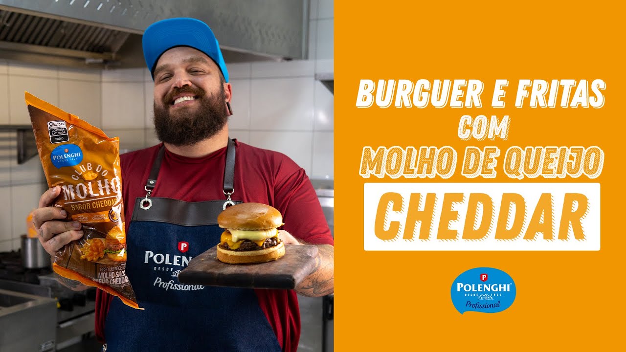 Burger e Fritas, uma dupla inseparável! Com cheddar do Club do Molho - Polenghi Profissional