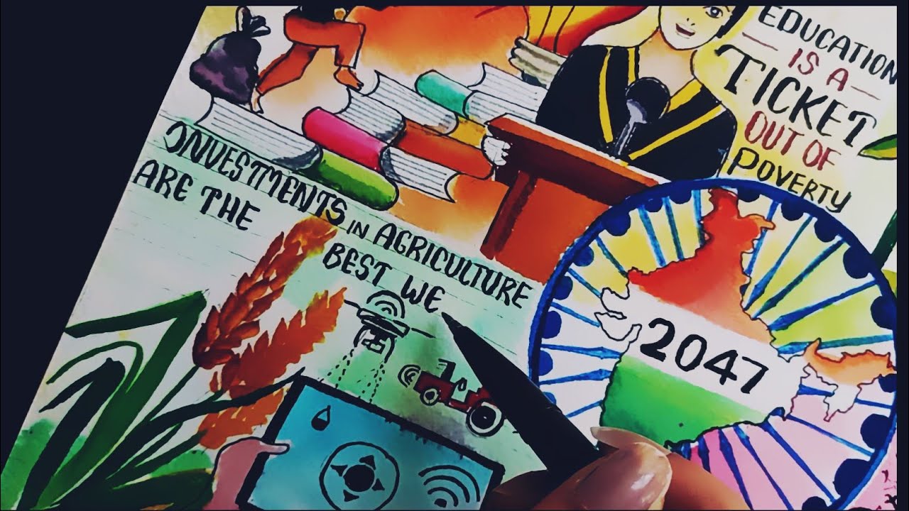My vision for India in 2047 drawing |Vision towards India 2050 . Azadi ka amrut mahotsav poster