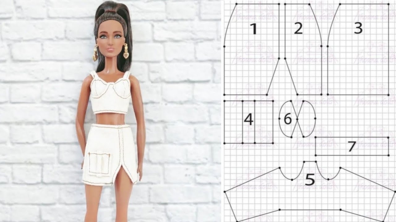 99 falda y bustier para Barbie (patrones en la descripción)