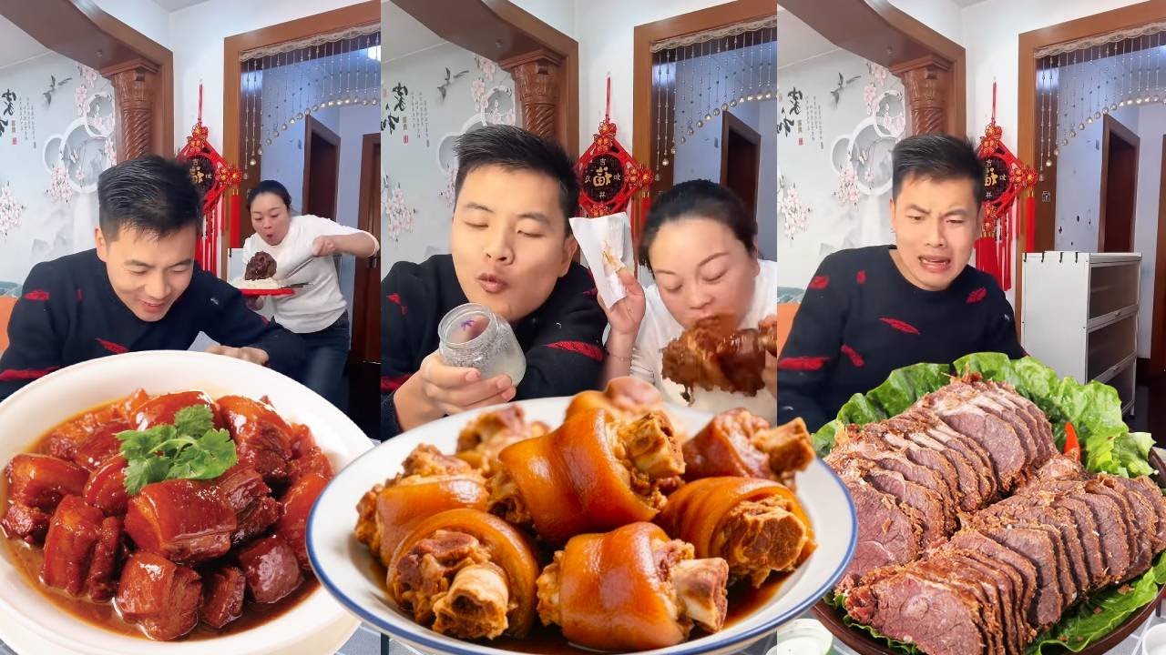 My husband hid some pig trotters, but I found them, so I ate them all. He cried his eyes out！