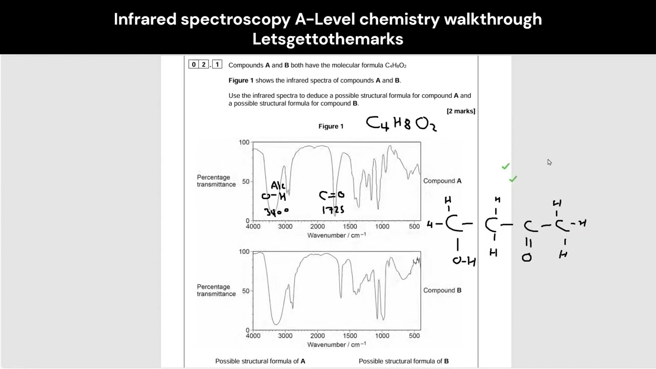 Infrared spectroscopy A level chemistry walkthrough question