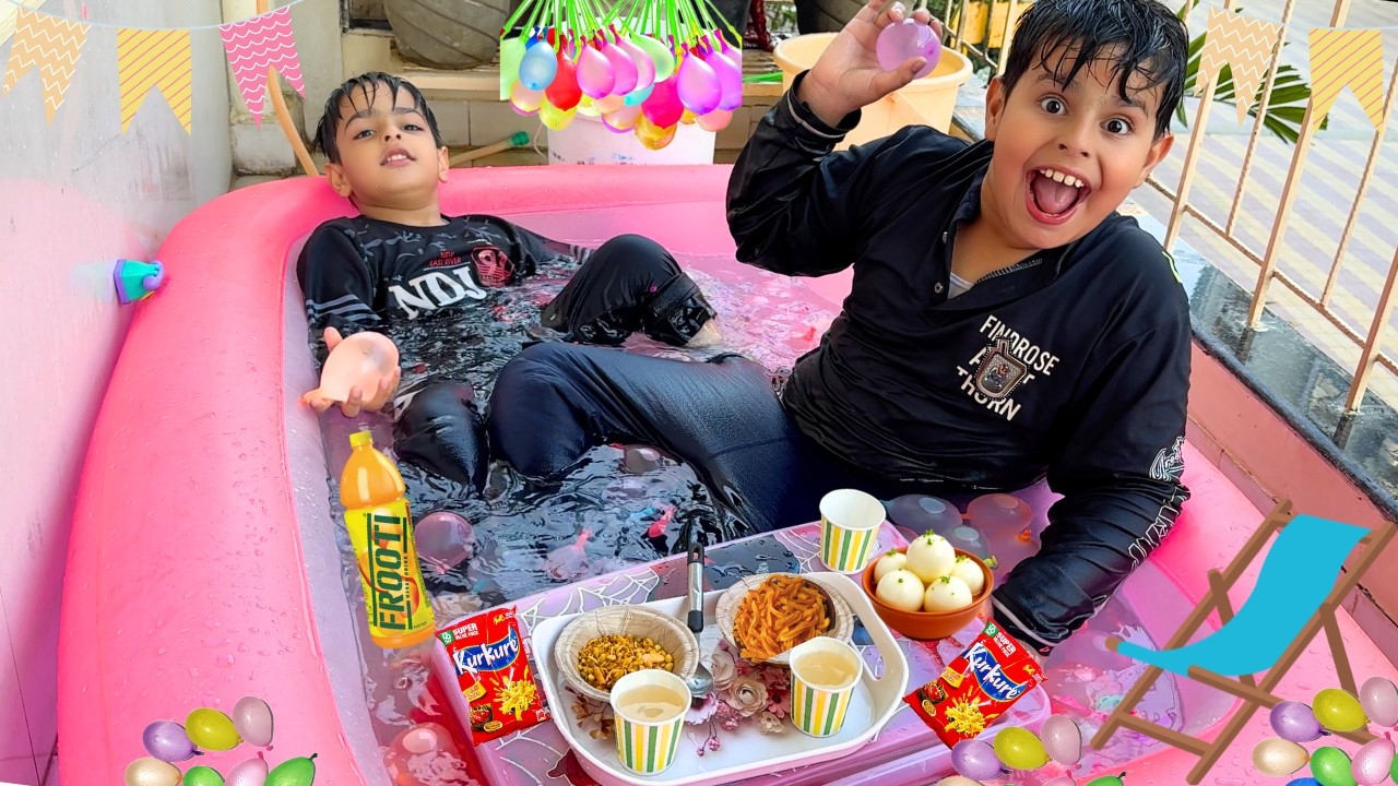 Swimming Pool Mein Holi Balloons Bhar Diye 💦🎈 | Khatarnak Holi Balloon Fight | Rohan Chahal Vlogs