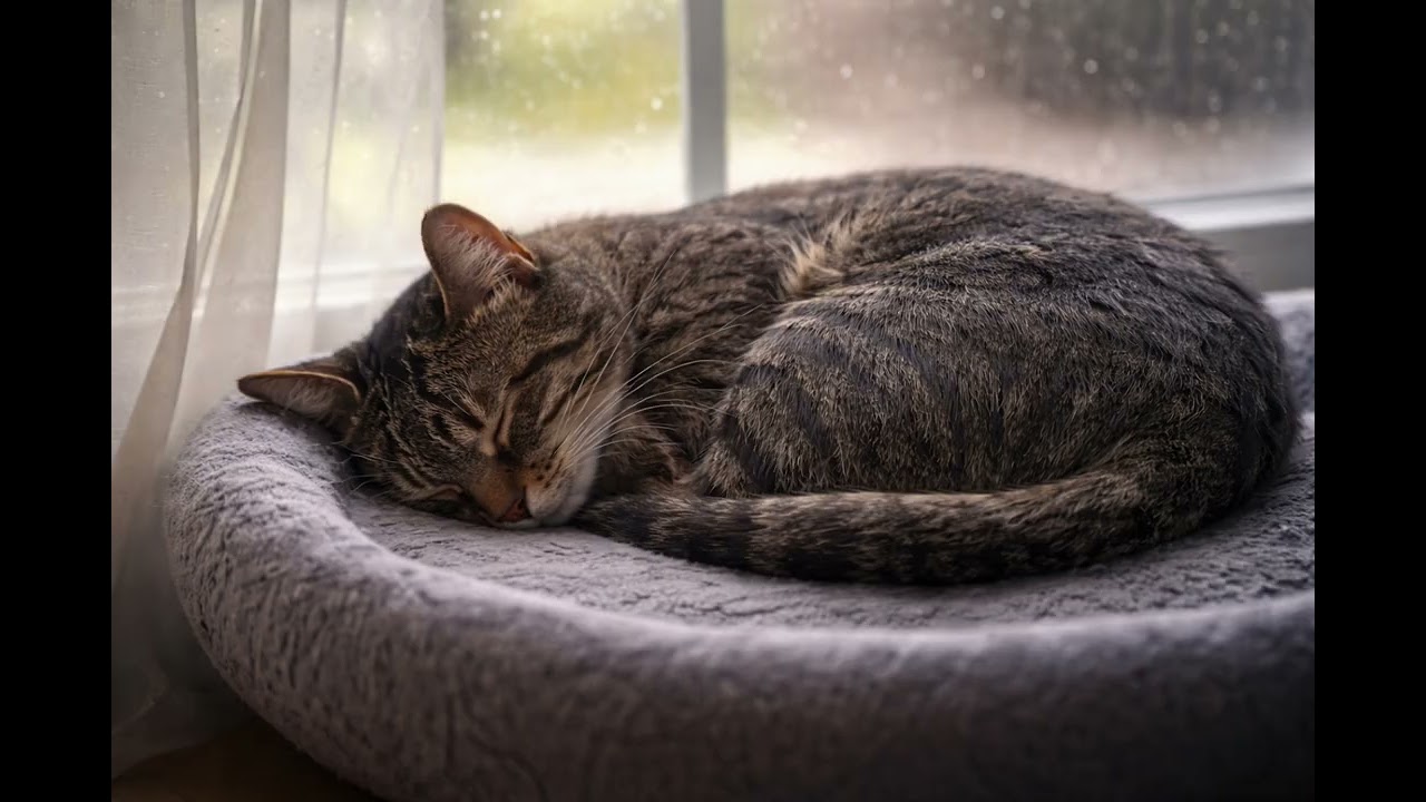 1 Hour of Rain Sounds with a Sleeping Cat 💤 | Cozy Relaxation