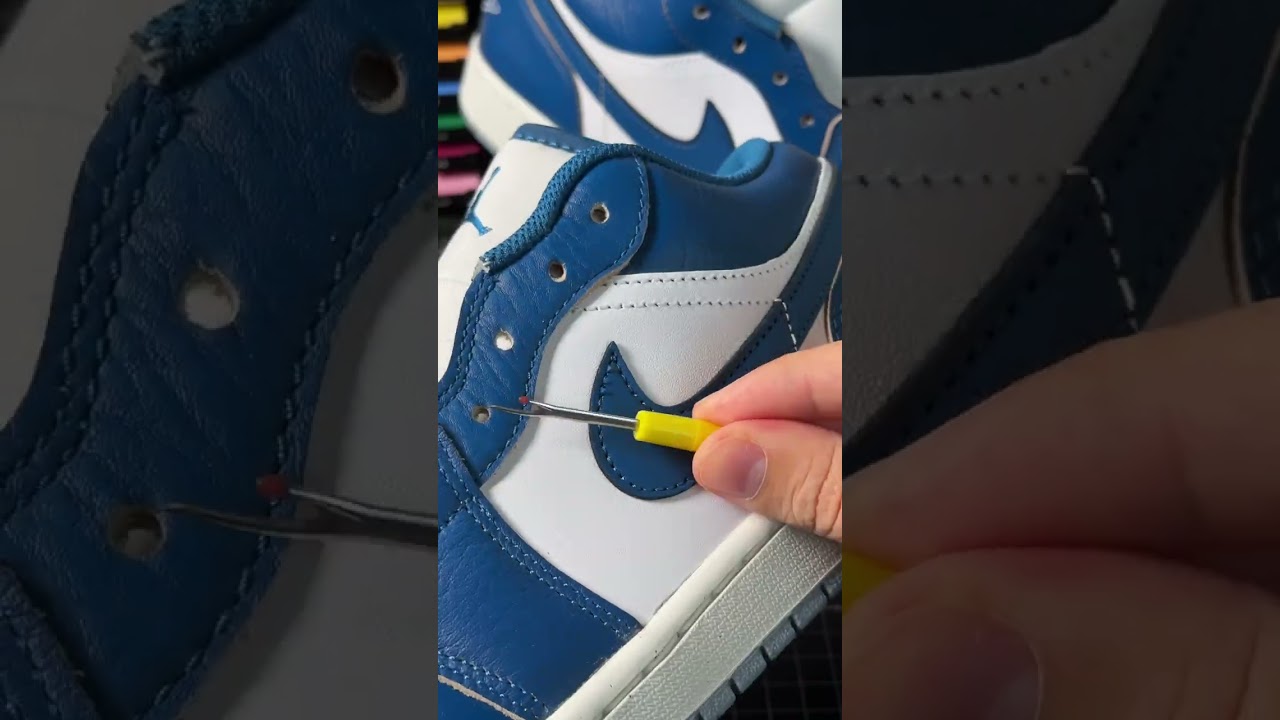 CUSTOMIZING HIS OWN NIKE TRAVIS SCOTT JORDAN 1's ✔👟✂️🔥 #sneakercustoms #customkicks #shoes #nike