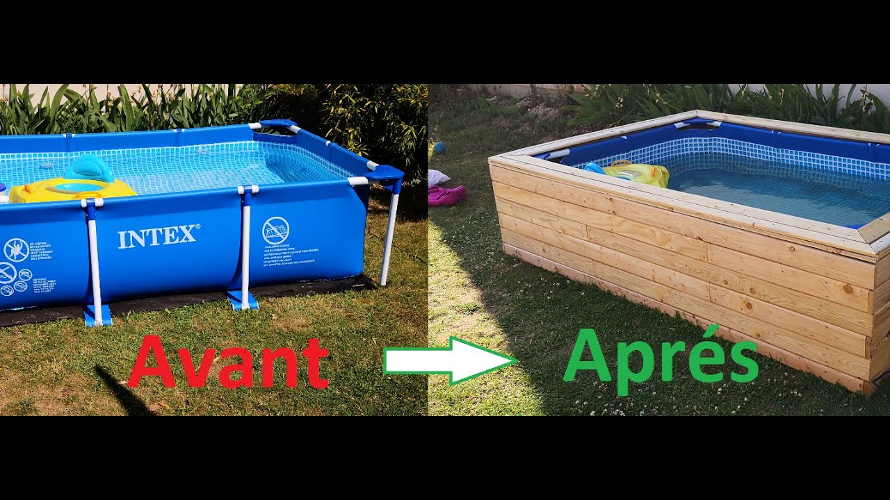 Habillage d'une piscine en bois
