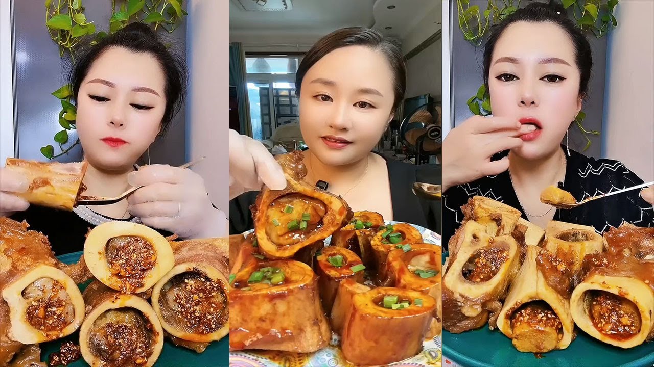 MUKBANG ASMR Eating roasted big bone marrow so yummy