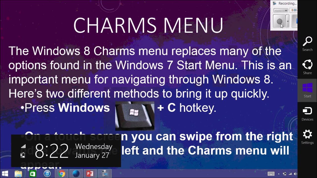 Charms Menu