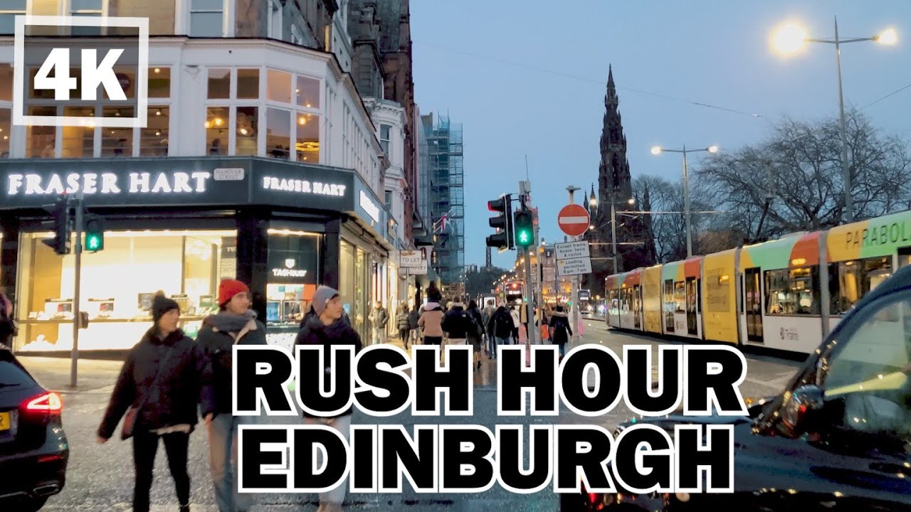 [4K] Rush Hour Edinburgh 🚌 - Scotland - Rushing home