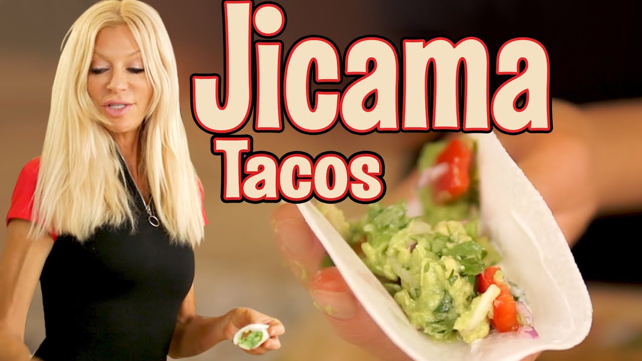 Jicama Taco with Guacamole- EASY and FAST raw vegan snack