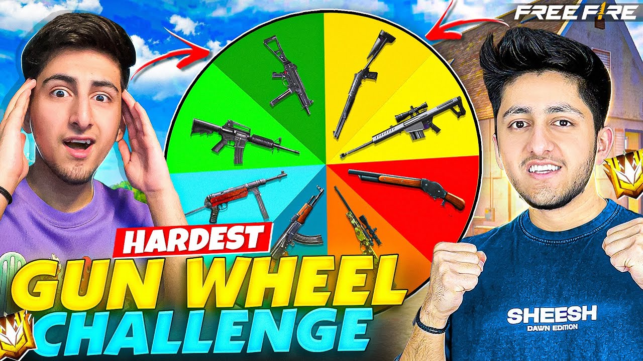 Hardest Gun Wheel Challenge 1 Vs 1 With My Noob Brother 😂 - Garena Free Fire