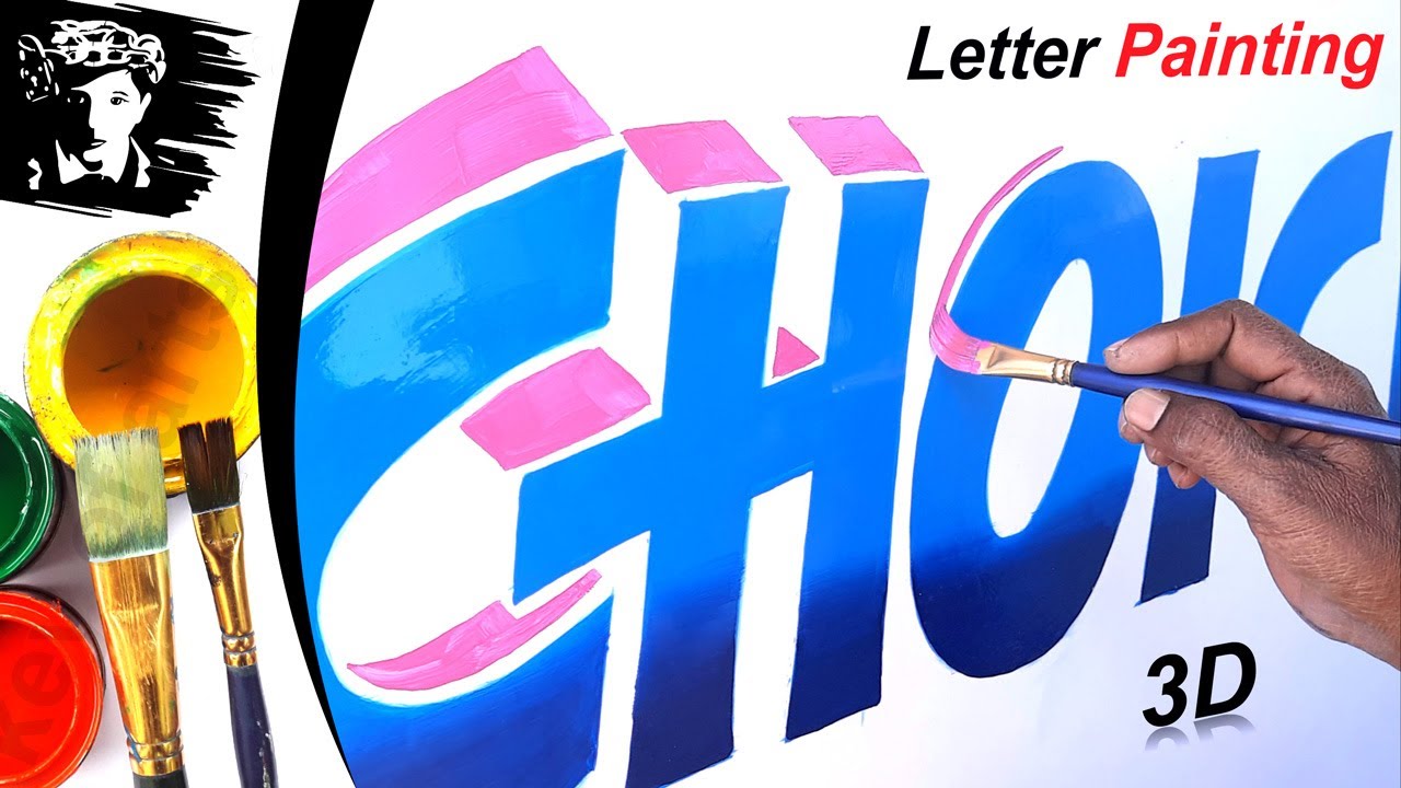 Painting Design Hand Lettering 3D Fonts Choice Colorful Shading - key of arts