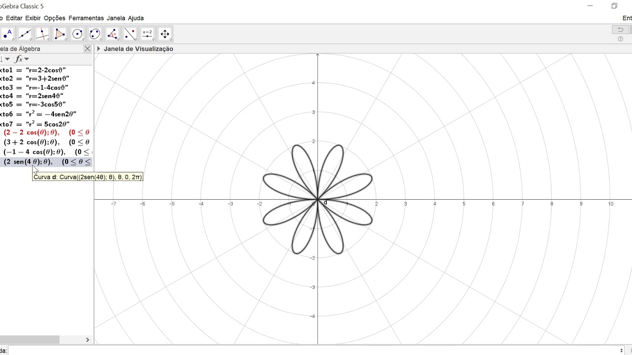 Coordenadas Polares: Construção de Curvas (GeoGebra)