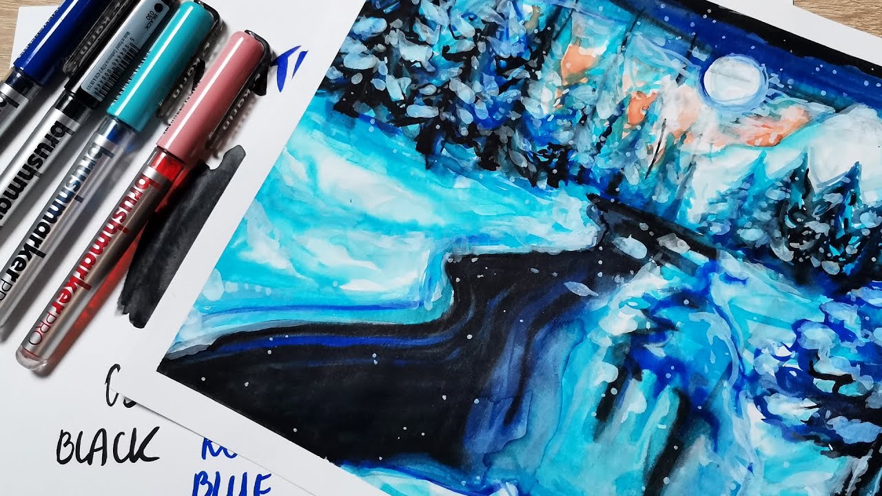 Winter Landscape Blending with Brushmarker PRO KARIN markers