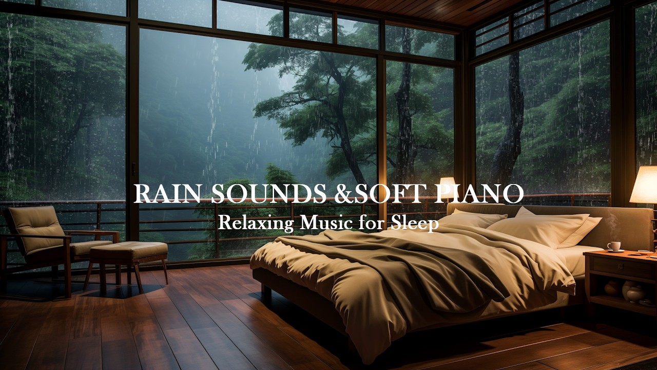 3 Hours Rain Sounds and Relaxing Piano — Healing Sleep Music for Stress Relief