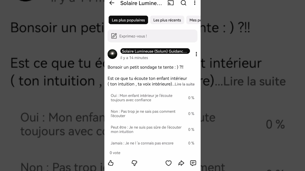 un petit sondage ☺️si tu veut y répondre 👌