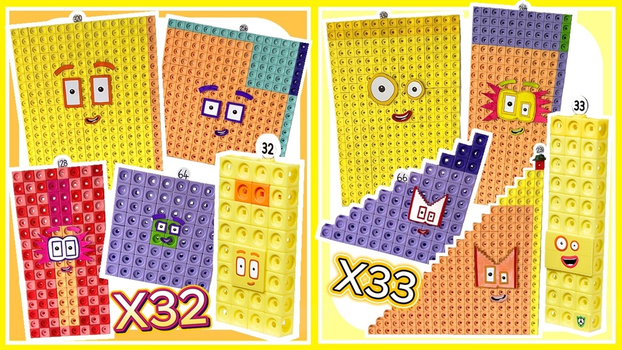 Таблица умножения Numberblocks на 32 и 33 | Таблицы умножения Numberblock Mathlink X32 X33.
