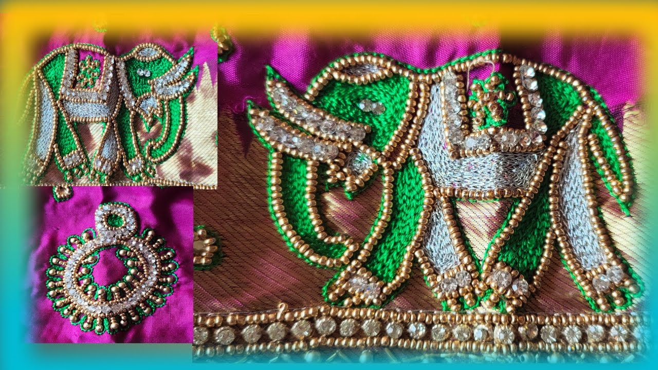 Aari Work Elephant beads Blouse Design | most beautiful heavy bridal elephant blouse design/tutorial