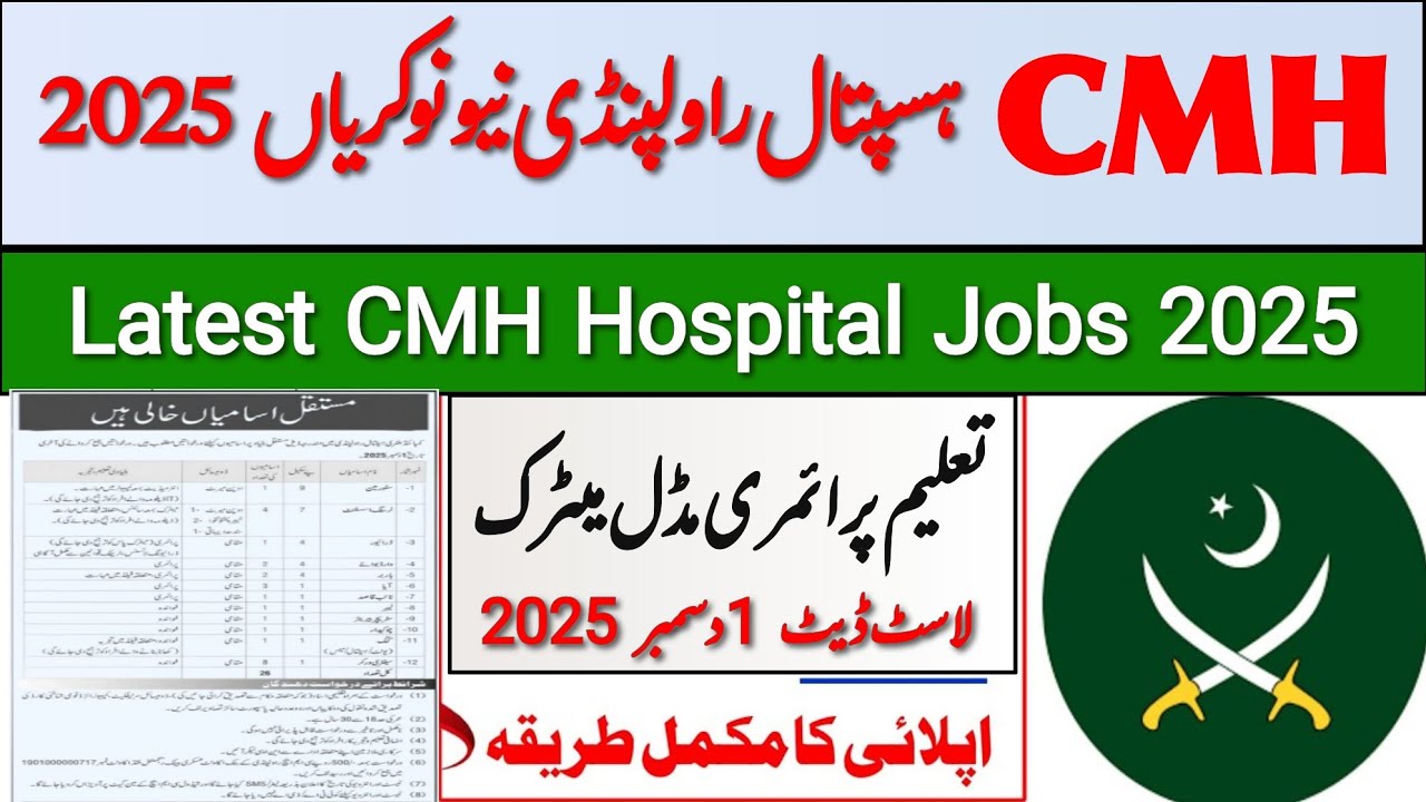 CMH Hospital Jobs 2025 //Combined Military Hospital Jobs||Pak Army Jobs 2025 ||Government jobs today