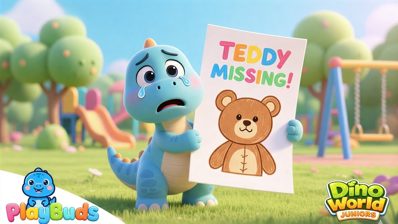 A Lost Teddy 🧸 | Baby Dinos Story | Dino World Juniors Episode 1 | PlayBuds