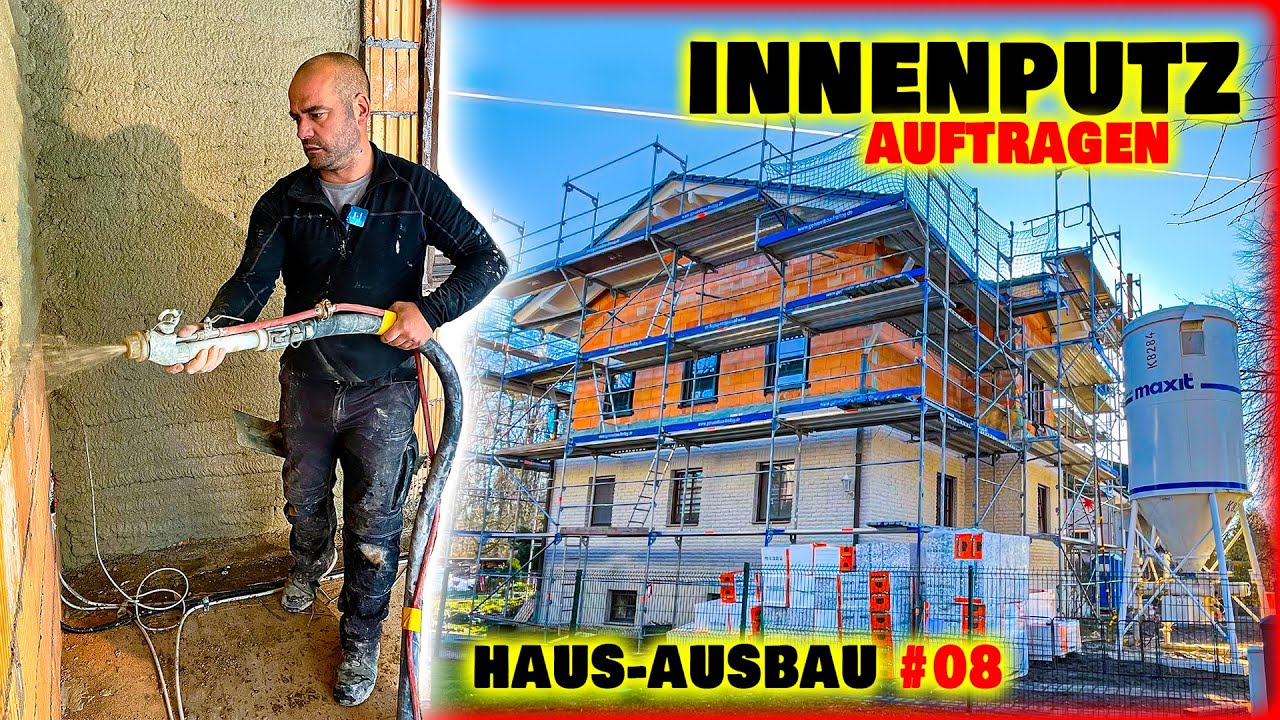 WAND VERPUTZEN - Innenputz mit Putzmaschine auftragen! | Haus-Innenausbau #08 | Home Build Solution