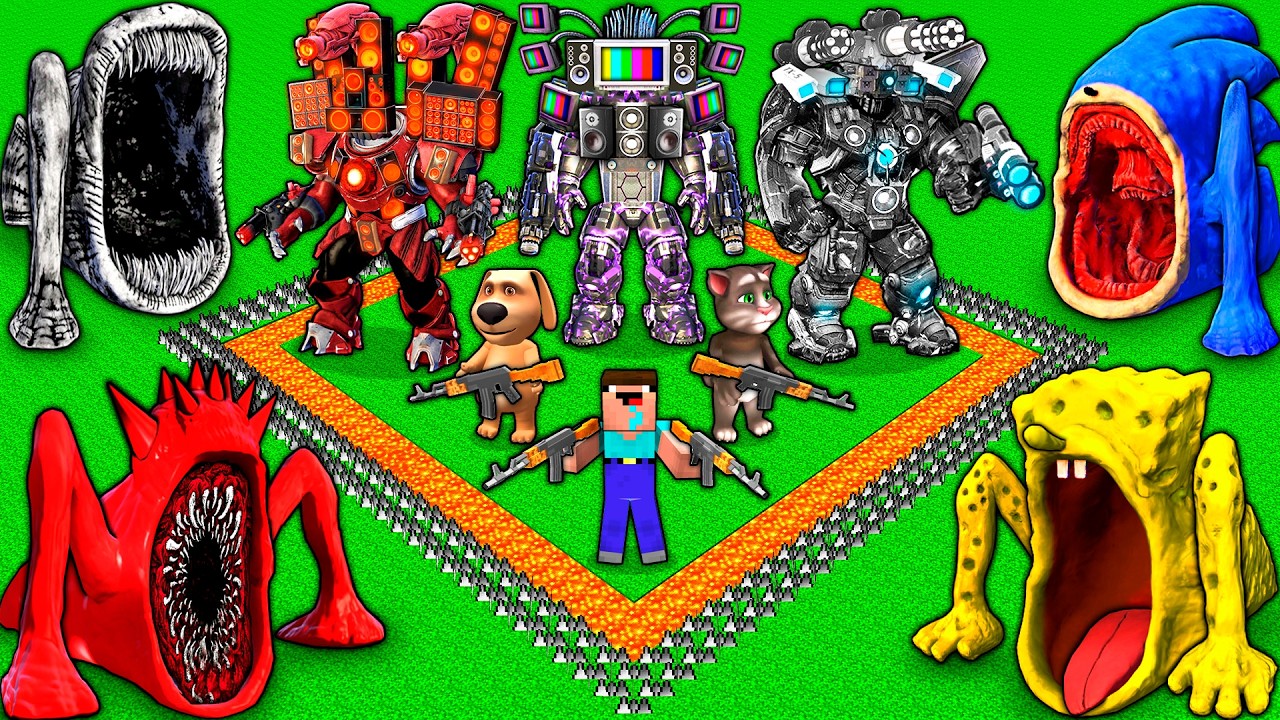 SURVIVAL BASE of SEA EATER MONSTERS vs TV MAN TITAN & SPEAKER MAN & TV WOMAN in MINECRAFT animation