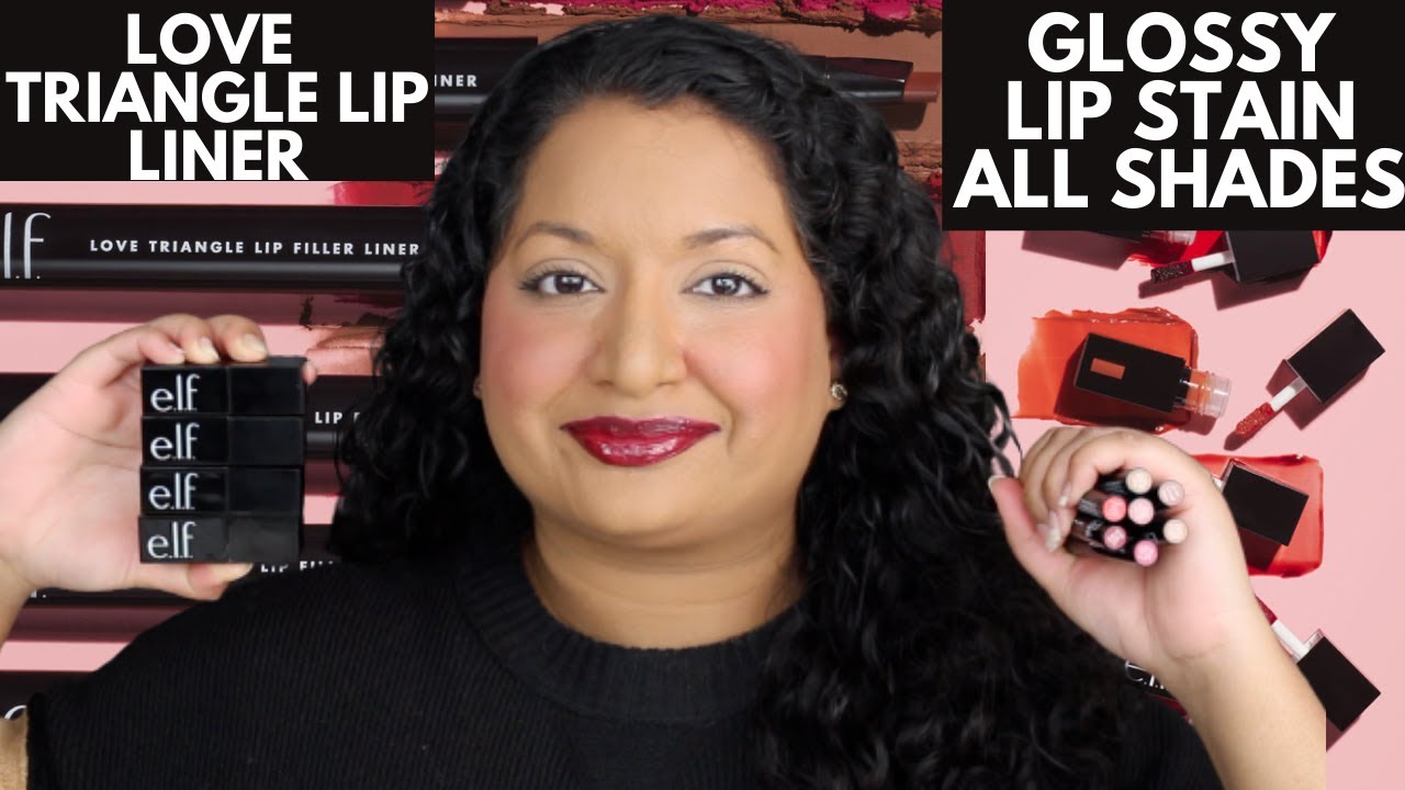 Elf Glossy Lip Stains & Love Triangle Lip Liners All shades Review