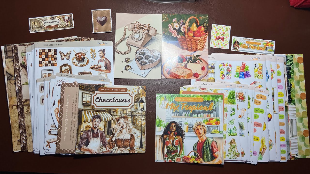 UNBOXING clube de adesivo colagem KIMO STICKER BOX Clássico e Extra para decorar planner e journals 