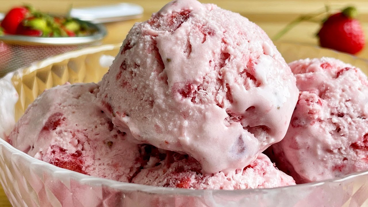 Easy Strawberry Ice Cream Recipe | 3 Ingredients | No Eggs | No Machine