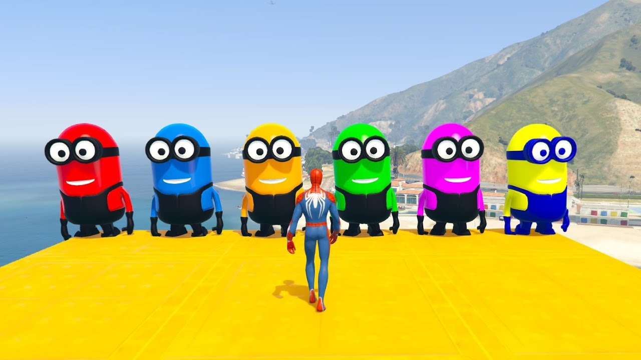 GTA 5 Epic Ragdolls RED SPIDERMAN VS RED MINION VS GREEN MINIONEuphoria Physics & Funny Fails EP 10