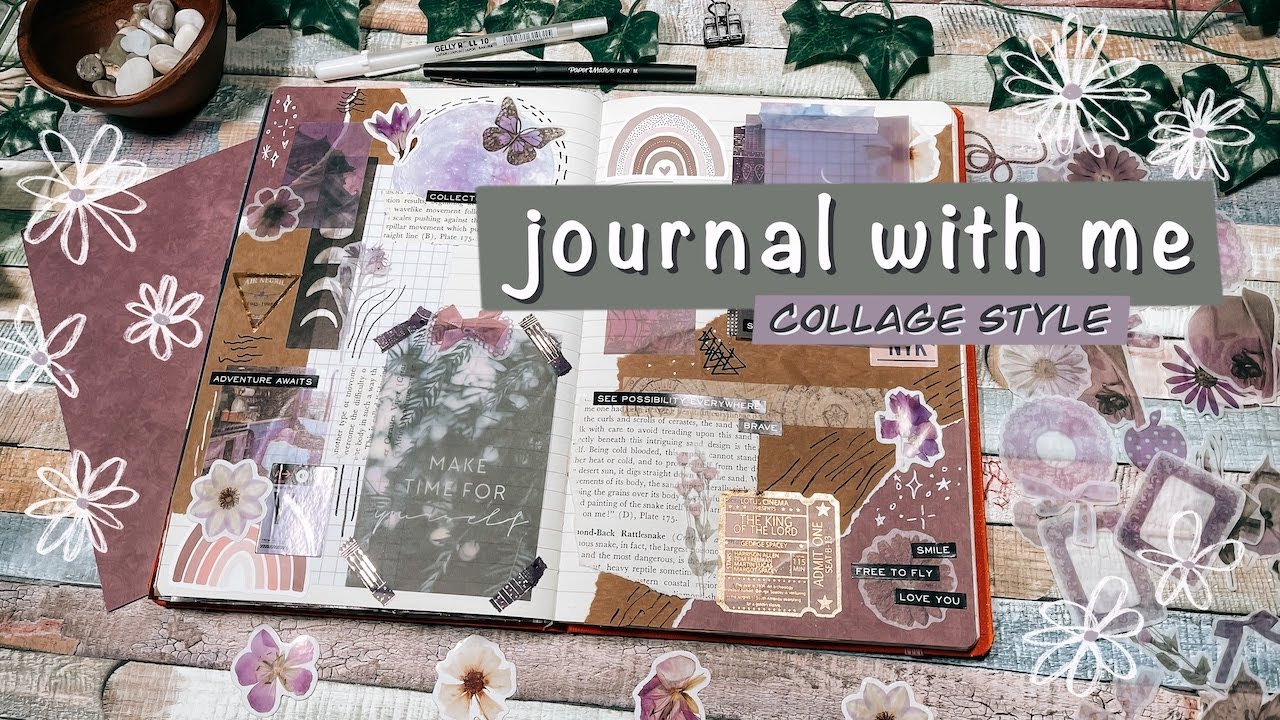 journal with me | purple aesthetic collage style | creative journaling