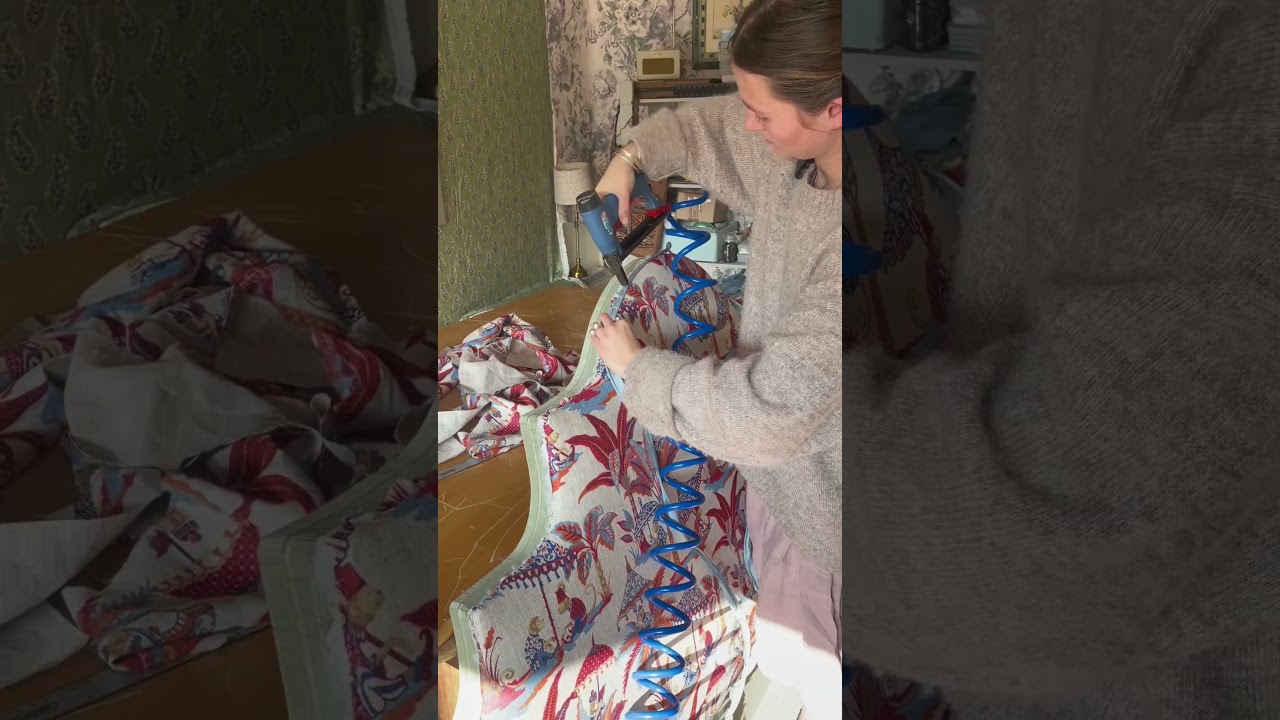 Monkeys and Parasols on this 'temple' headboard. Full video out soon #upholstery