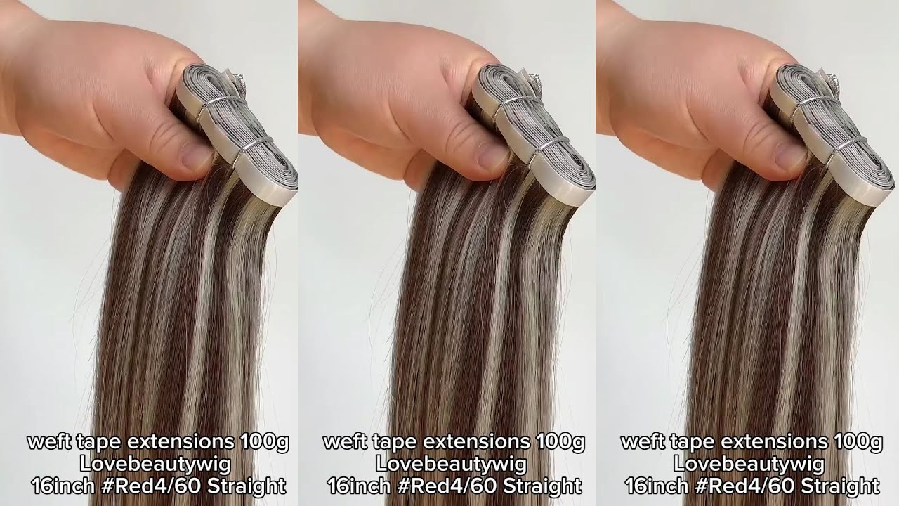 lovebeautywig | 16inch Highlight 6/60 Weft Tape In Hair Extensions#tapeins #weftextensions