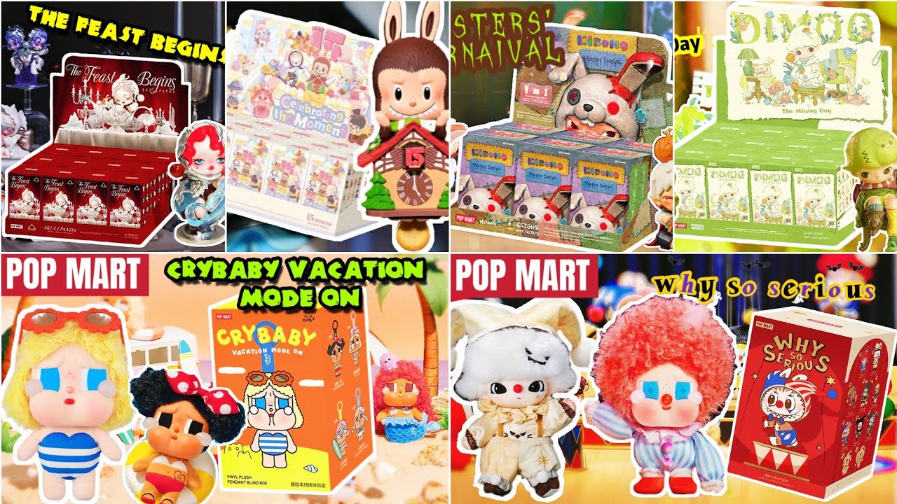 Compilation POP MART blind boxes skullpanda hirono peach riots series figure and more #popmart 