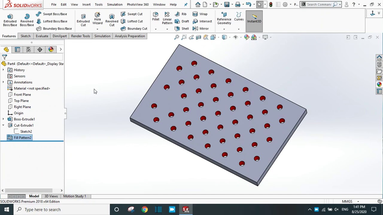 Solidworks Tutorial 13: Fill Pattern in the Solidworks