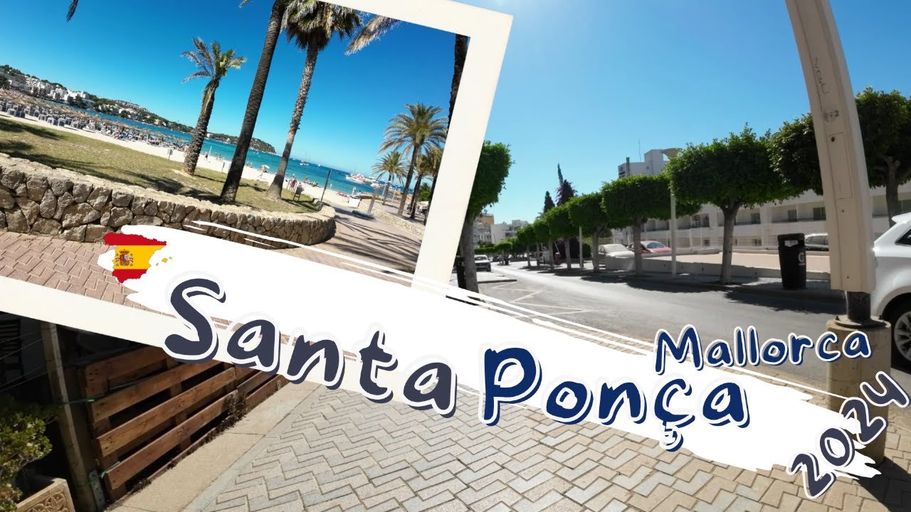 Walking in Santa Ponsa Mallorca 2024: Santa Ponsa Street walk to the Beach