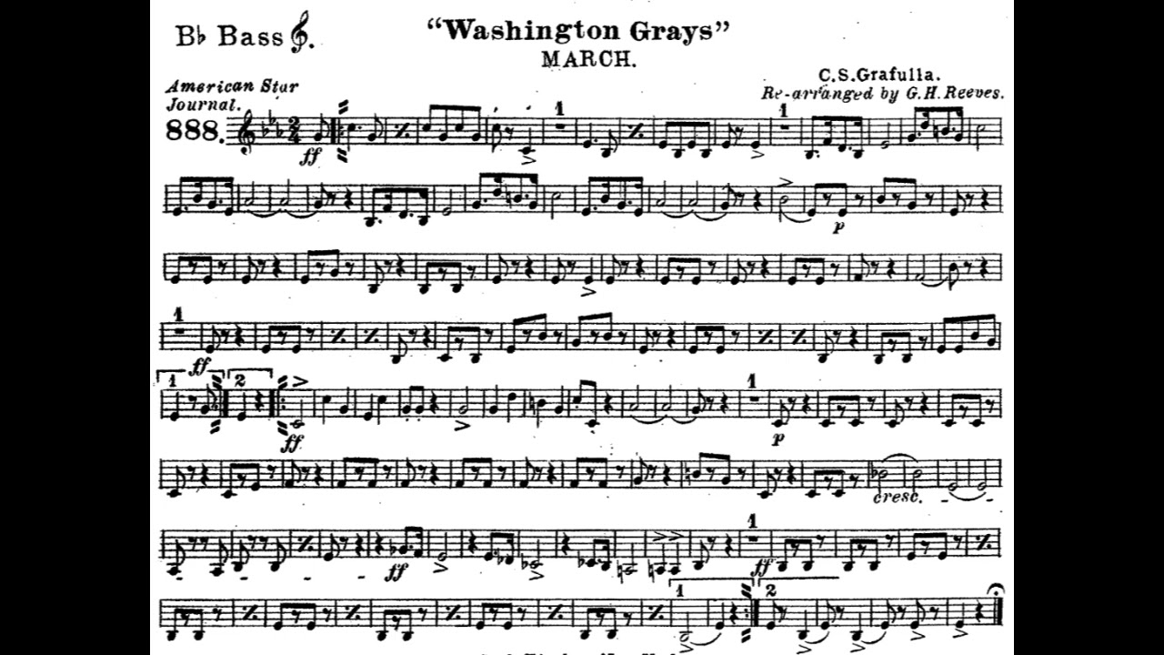 Washington Grays March By Claudio Grafulla - Bb BASS