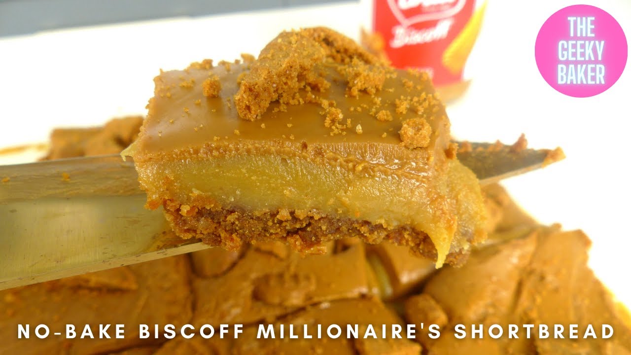 NO BAKE BISCOFF MILLIONAIRES SHORTBREAD | No Bake Lotus Biscoff Recipes | Biscoff Slice Recipe