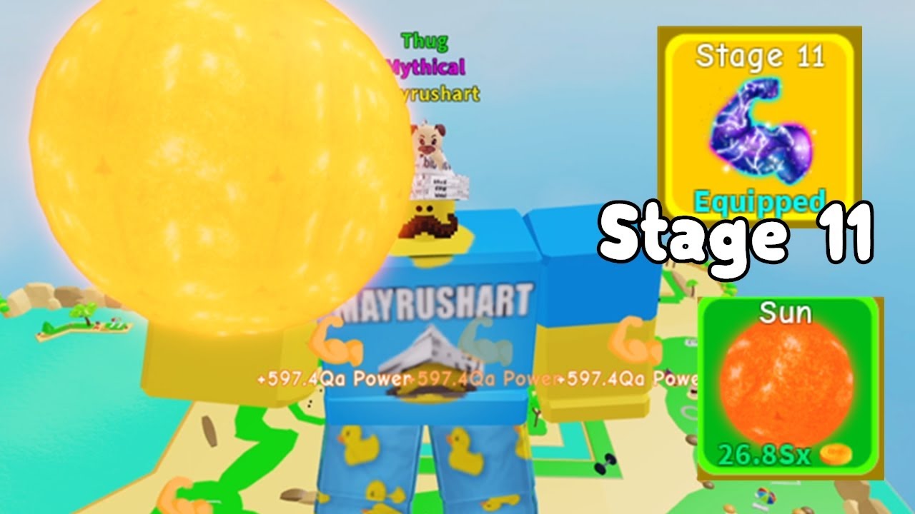 Bought Stage 11 After 24 hours In Lifting Simulator Roblox! Got New Sun Weight