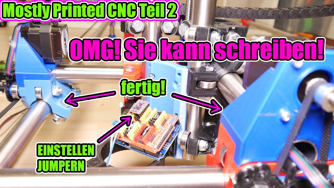MPCNC Teil 2: Mechanik u. Verdrahtung fertig, Spass mit Schleppketten, DRV8825 Spannung einstellen.