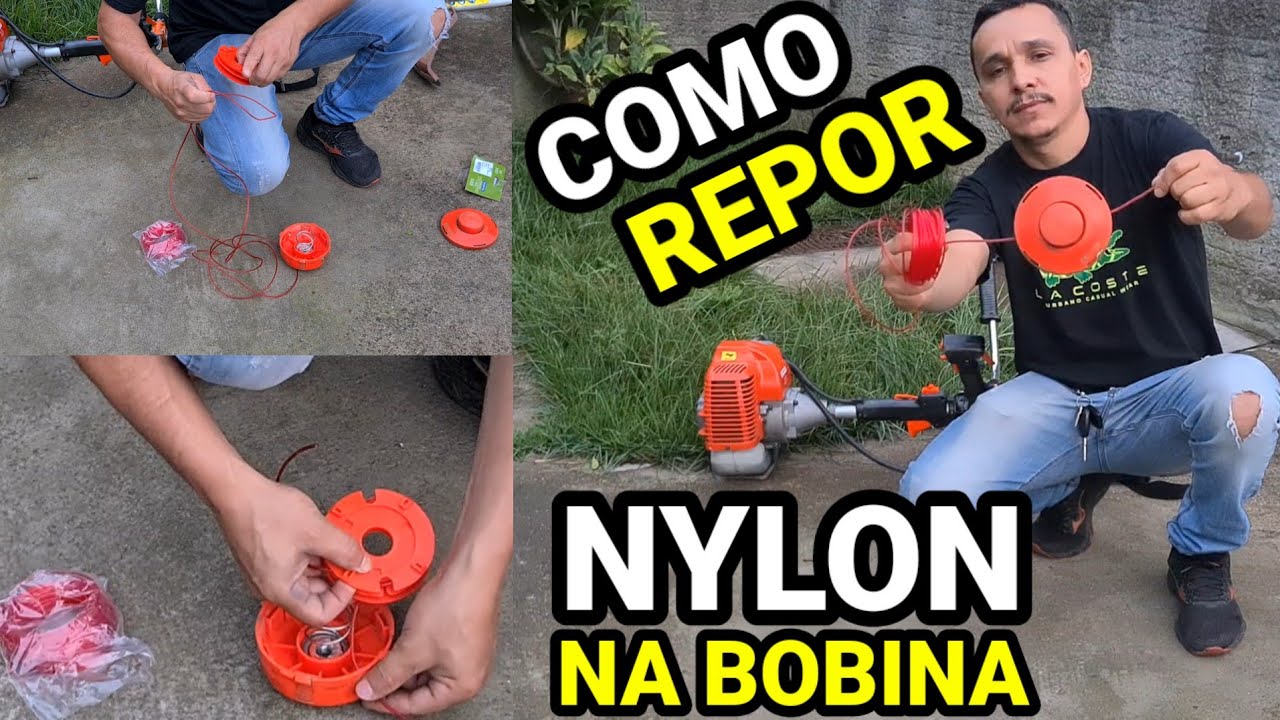 COMO COLOCAR O FIO DE ( NYLON ) NO CARRETEL DA ROÇADEIRA! VEJA PASSO À PASSO.