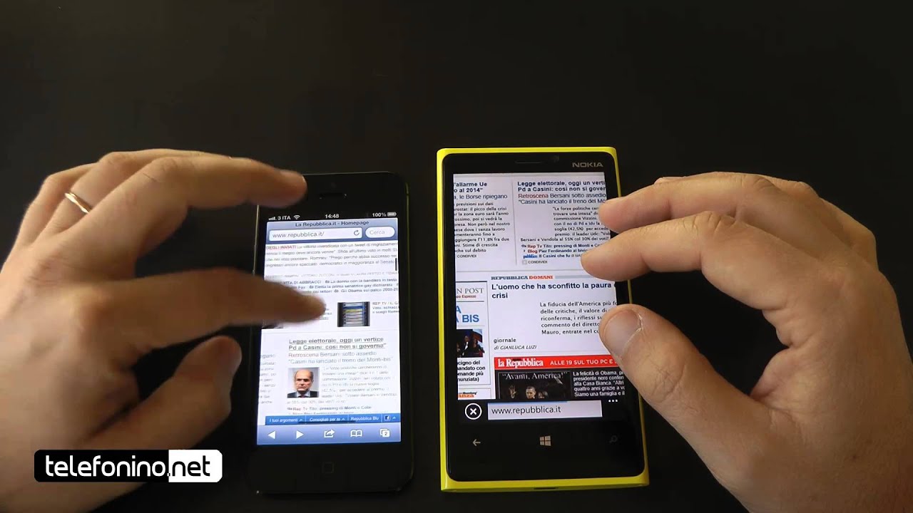 Nokia Lumia 920 vs iPhone 5 da Telefonino.net