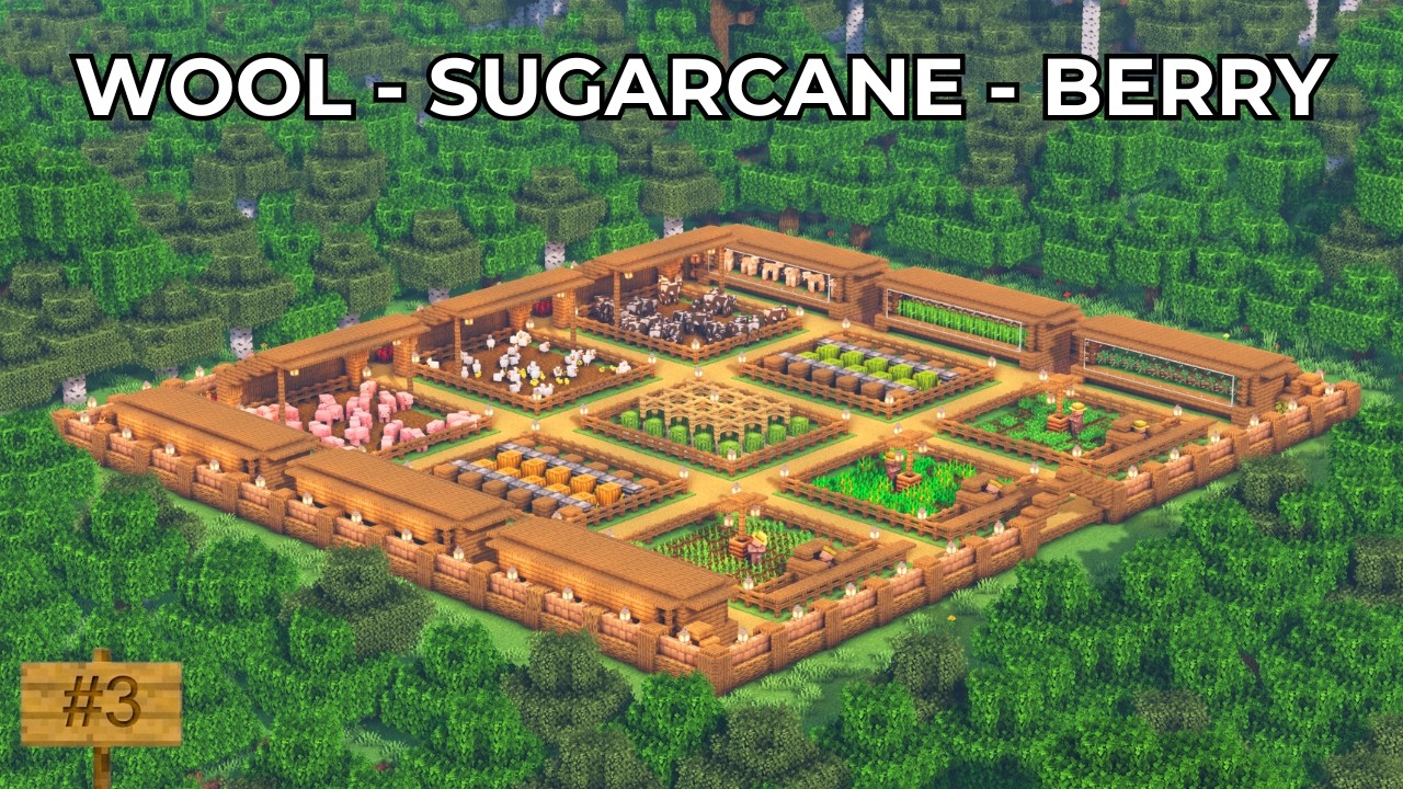 Minecraft: Automatic Sugarcane, Wool & Sweet Berry Farms (Bedrock & Java) | Farmland Part 3